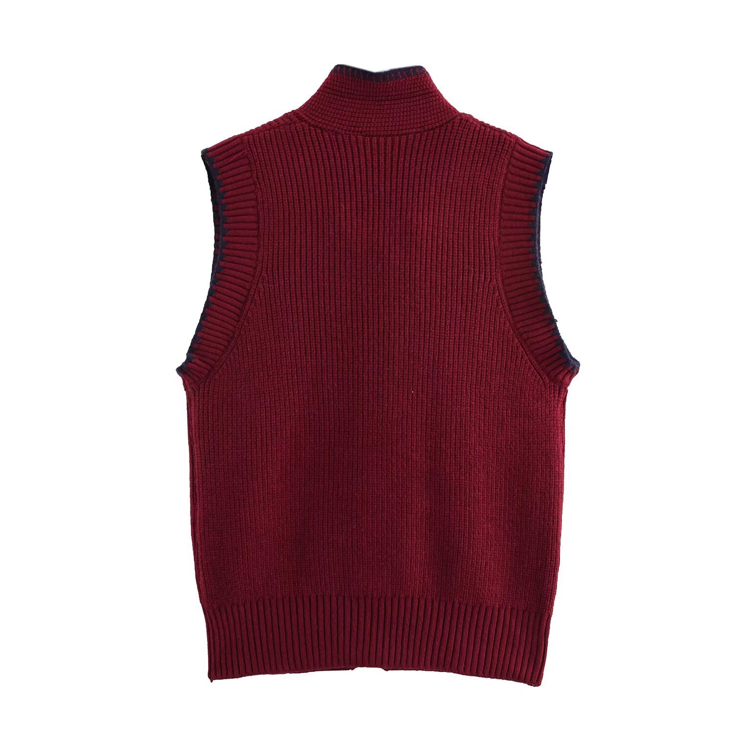 Ladies Color Block Street Ascot Sleeveless Sweater