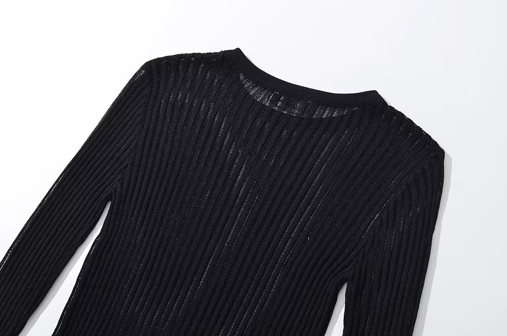 Ladies Solid Sheer Mesh Full Sleeve Pullover