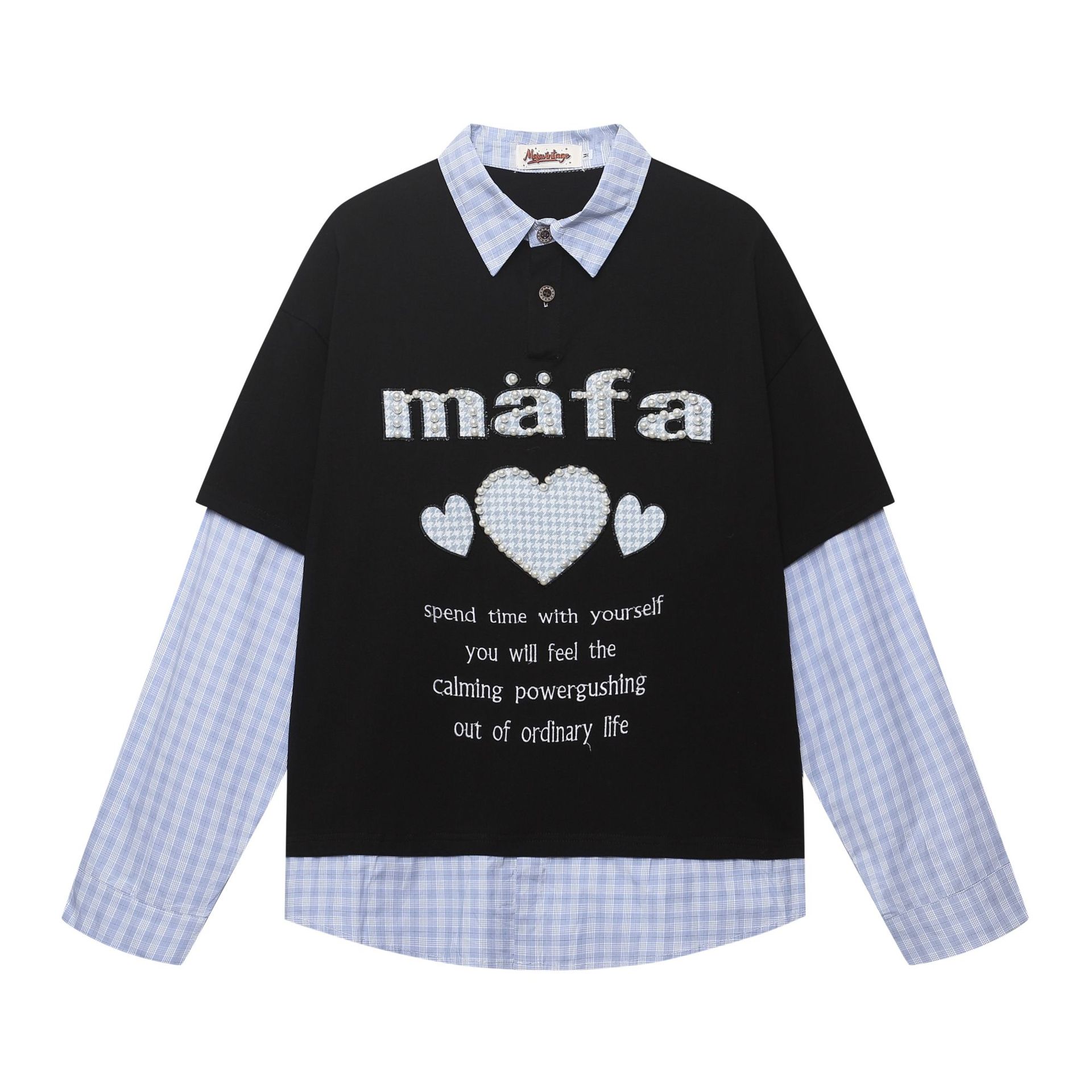 Long Sleeve Cotton Layered Panel Hoodie