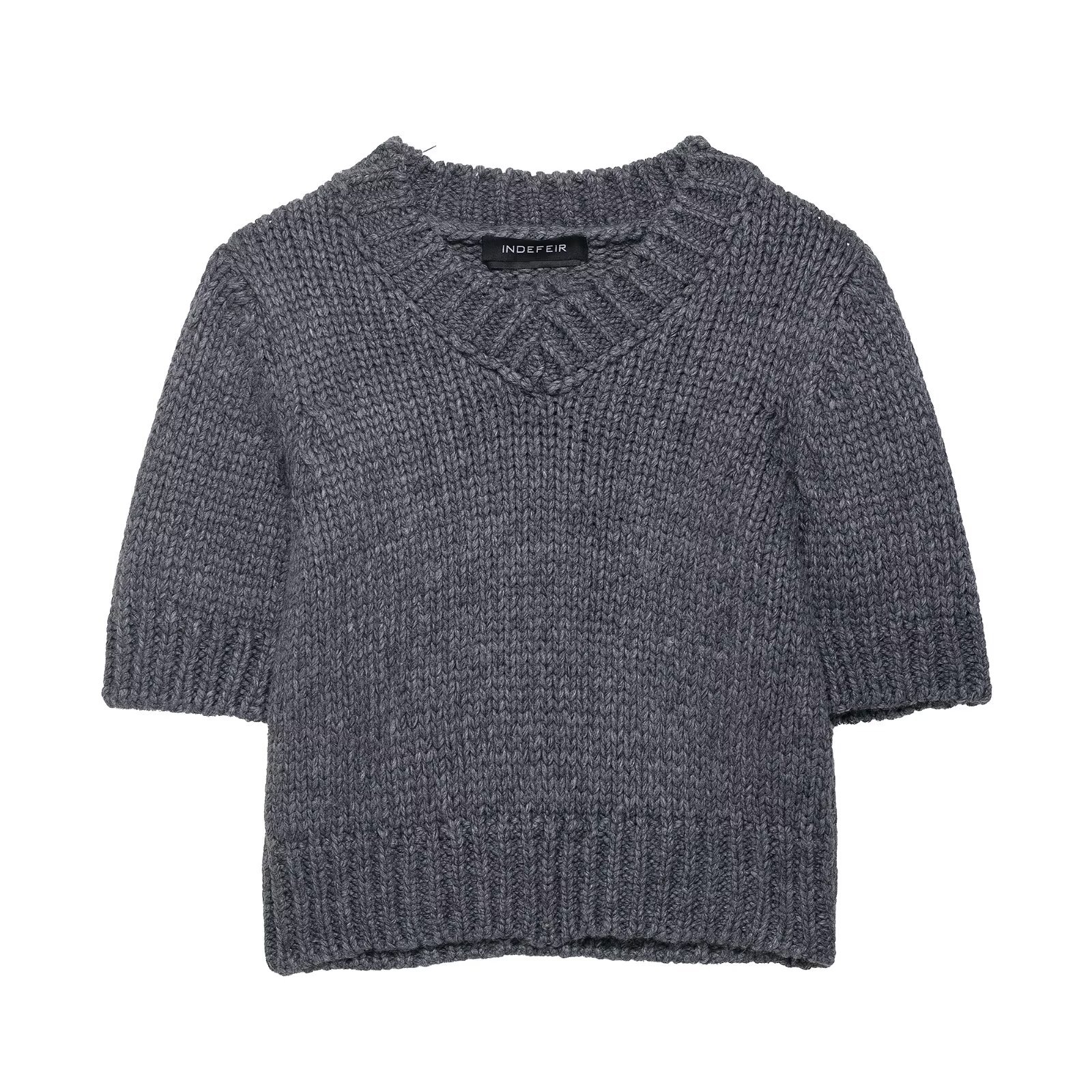 Ladies Round Neck 3/4 Length Plain Sweater