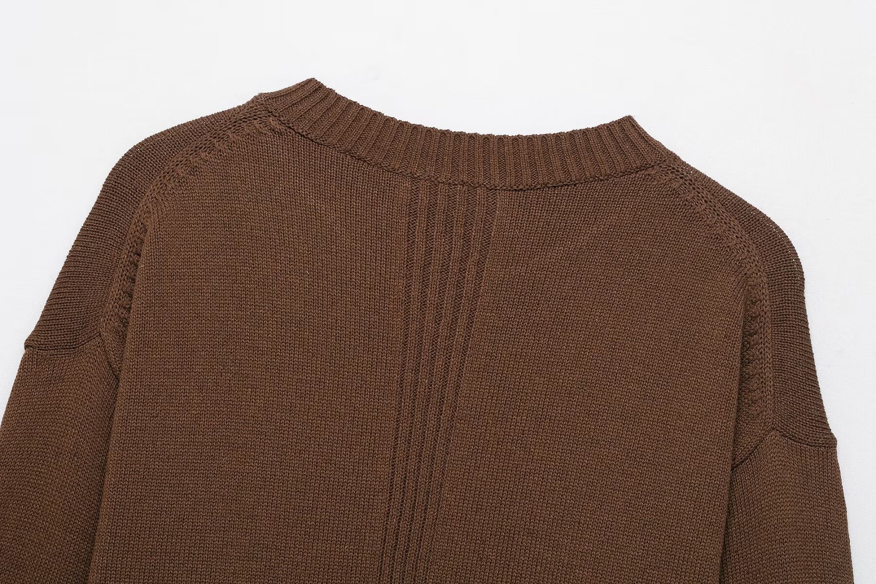 Ladies Solid Color Plunge Sweater