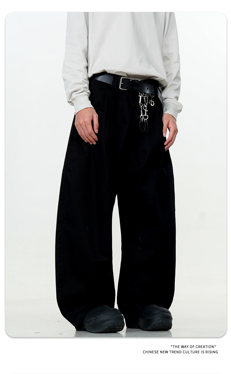 Retro Snap Button Design Oversized Wide Leg Slimming Loose Long Pants
