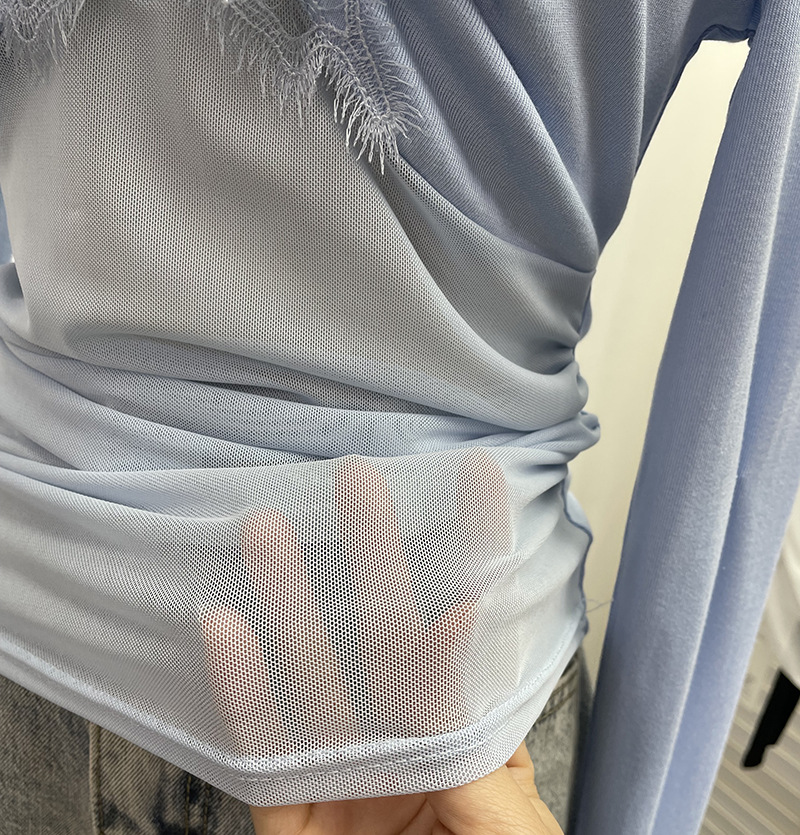 Full Sleeve V-Neck Openwork Slim Fit Tee
