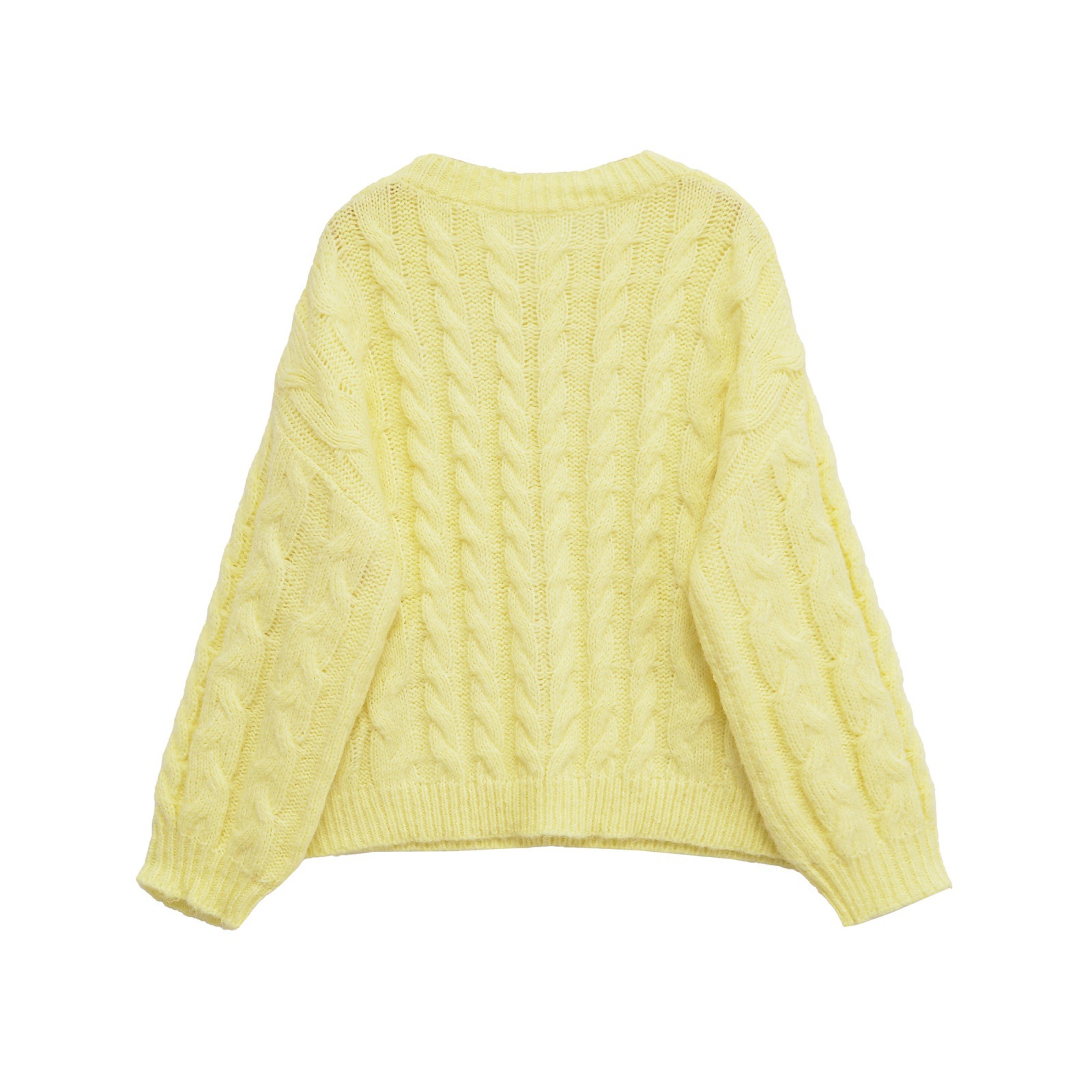 Relaxed Cable Long Sleeve Polyester Sweater
