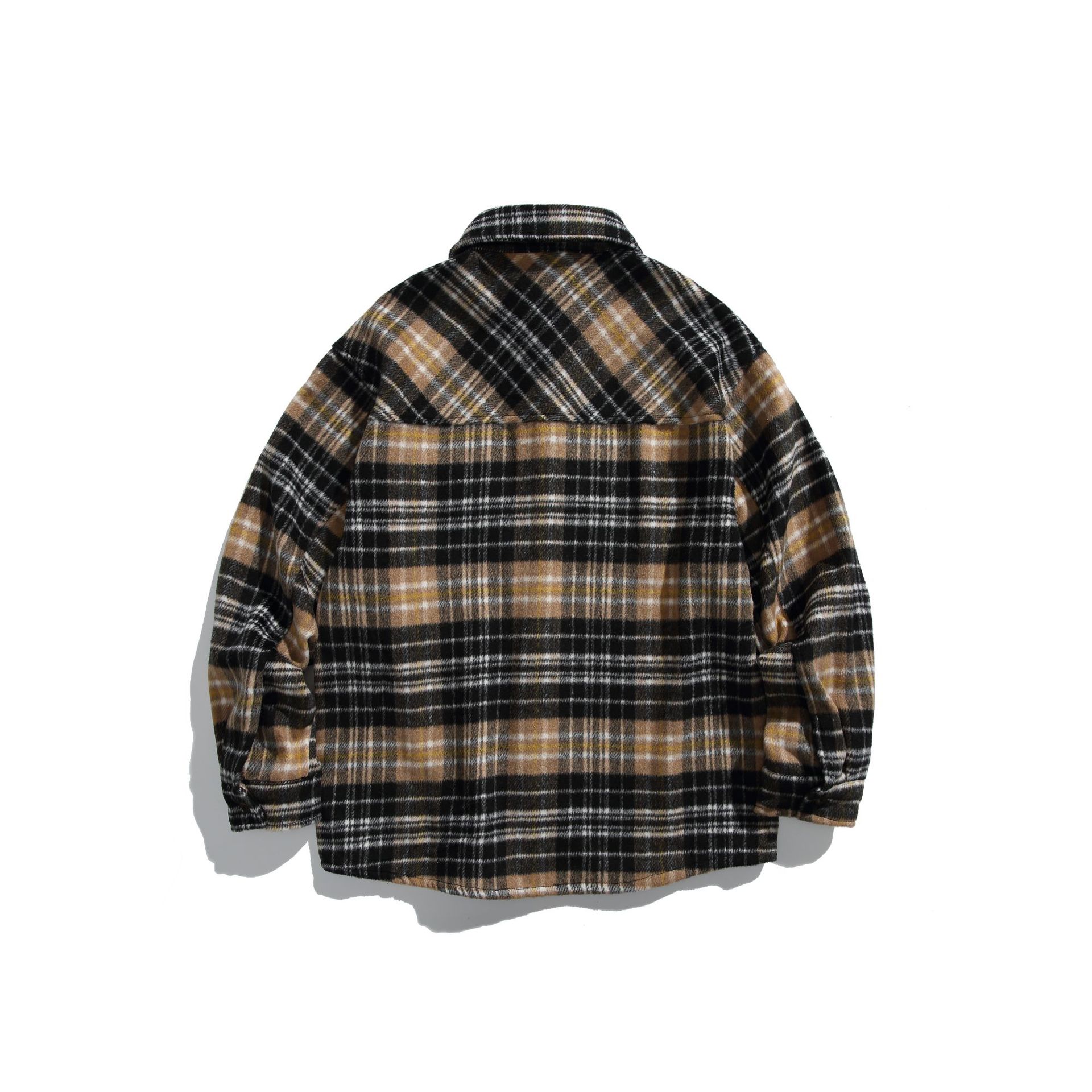 Oversized Two-Tone Checkered Polyester Appliqué Shirt