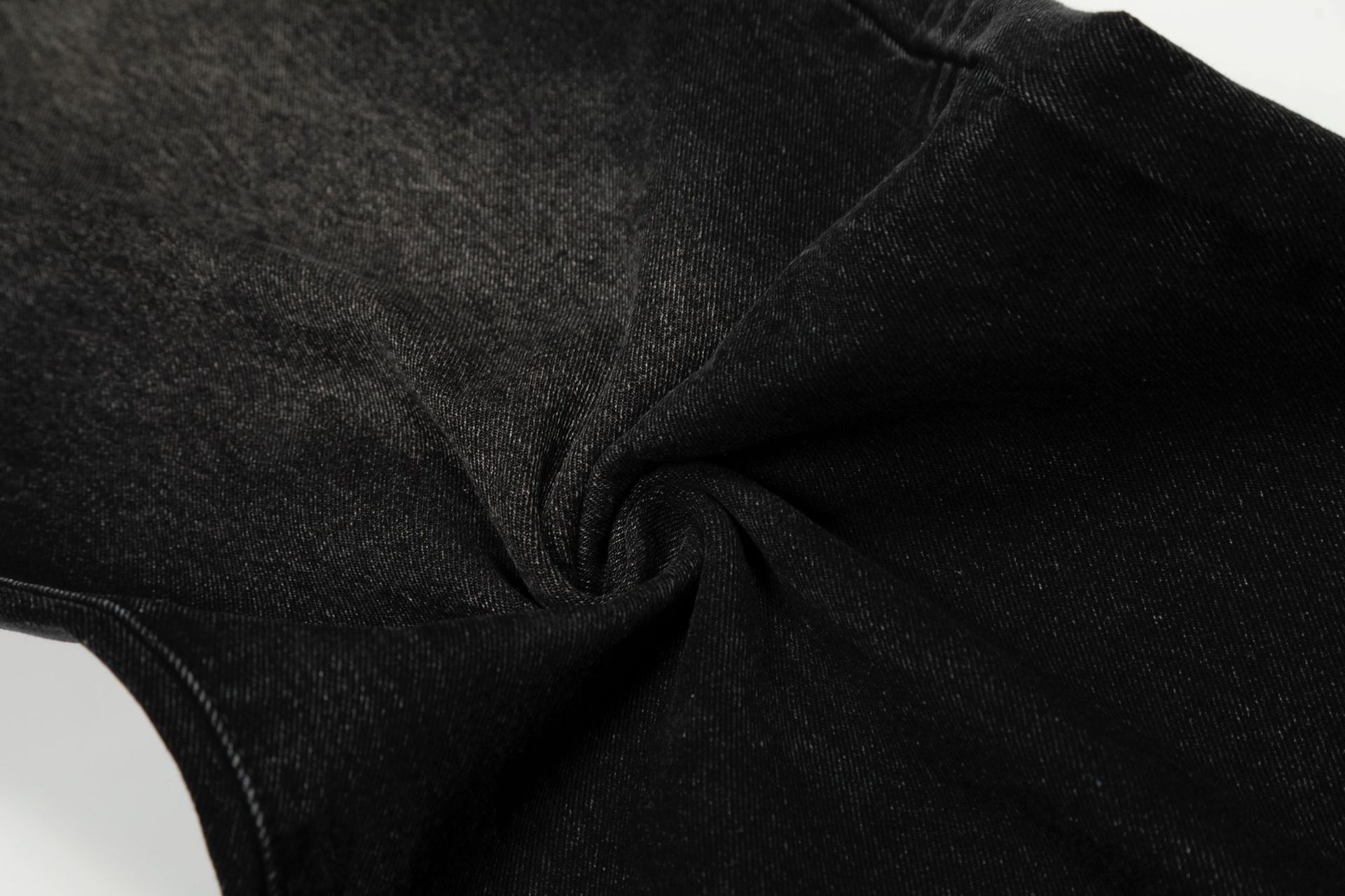 Style Washed Black Vintage Cat-Whisker Pattern Design Men's Loose Knife Cut Jeans