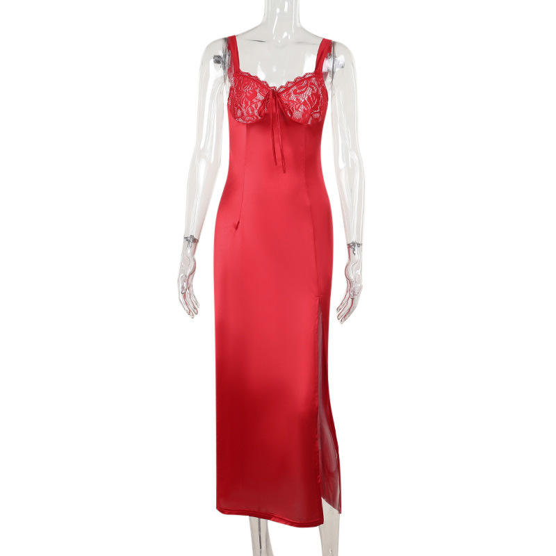 Strappy V-Neck High Waist Side Split Pencil Dress