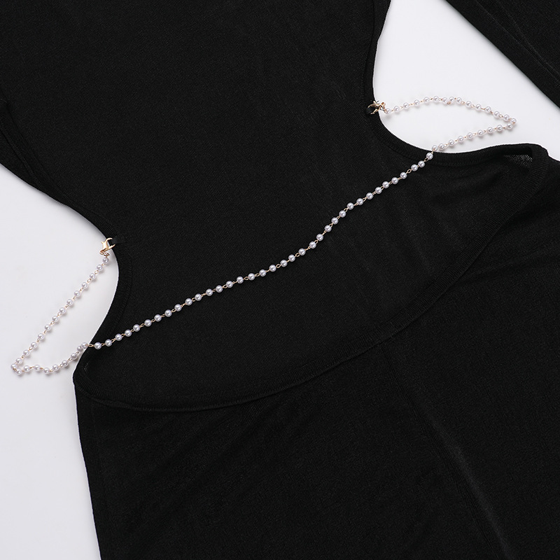 U Neck Pencil Open Back Full Sleeve Dress