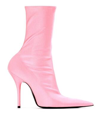 Floral Print Sexy Stiletto Sock Women Booties Stretch Pointed Toe High Heels Ankle Boots Fashion Botas Shoes Women Big Size 44