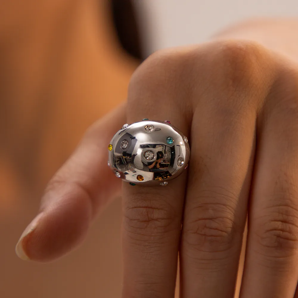 Thick Hollow Brushed Gold-Tone Water-Resistant Ring