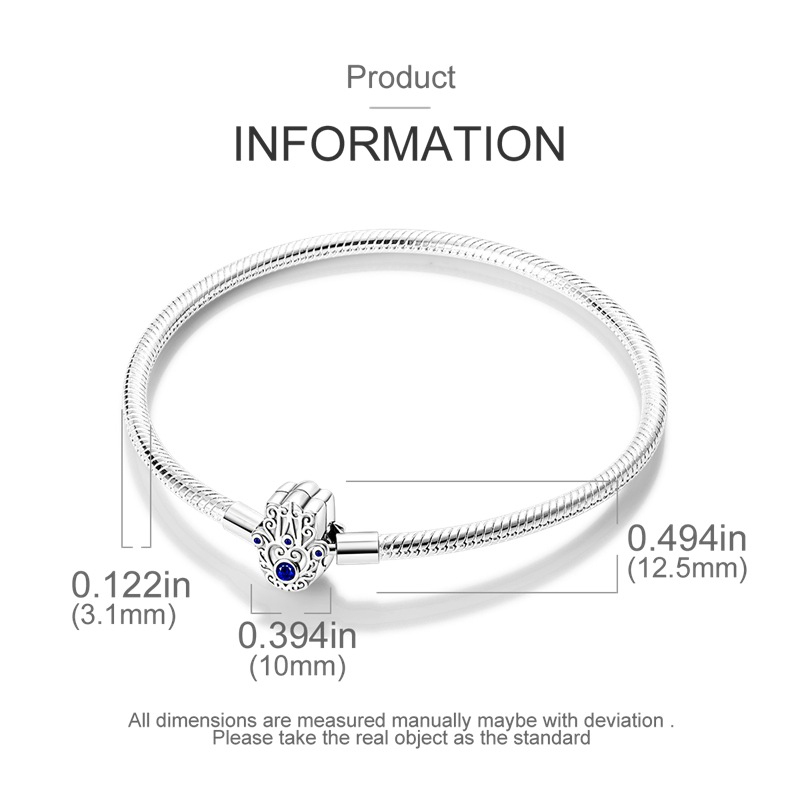 New Copper Plated 925 Silver Palm Eye Safety Chain Snake Bone Chain Pan Family Beads DIY Handmade