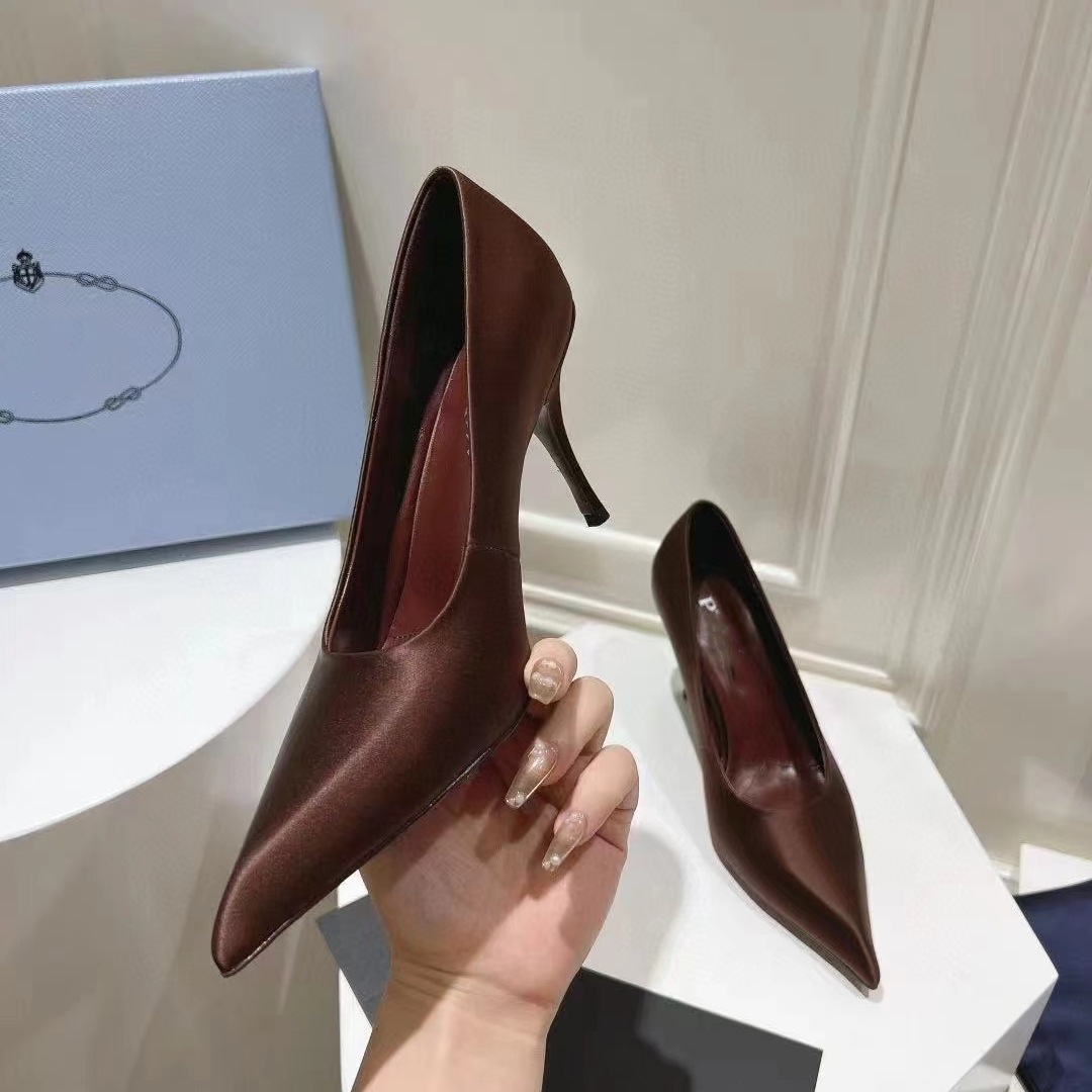 Luxury Brand Women Super High Heel Shoes Elegant Pointy Toe Ladies Satin Basic Shoes Summer Party Banquet Dress Shoes Women