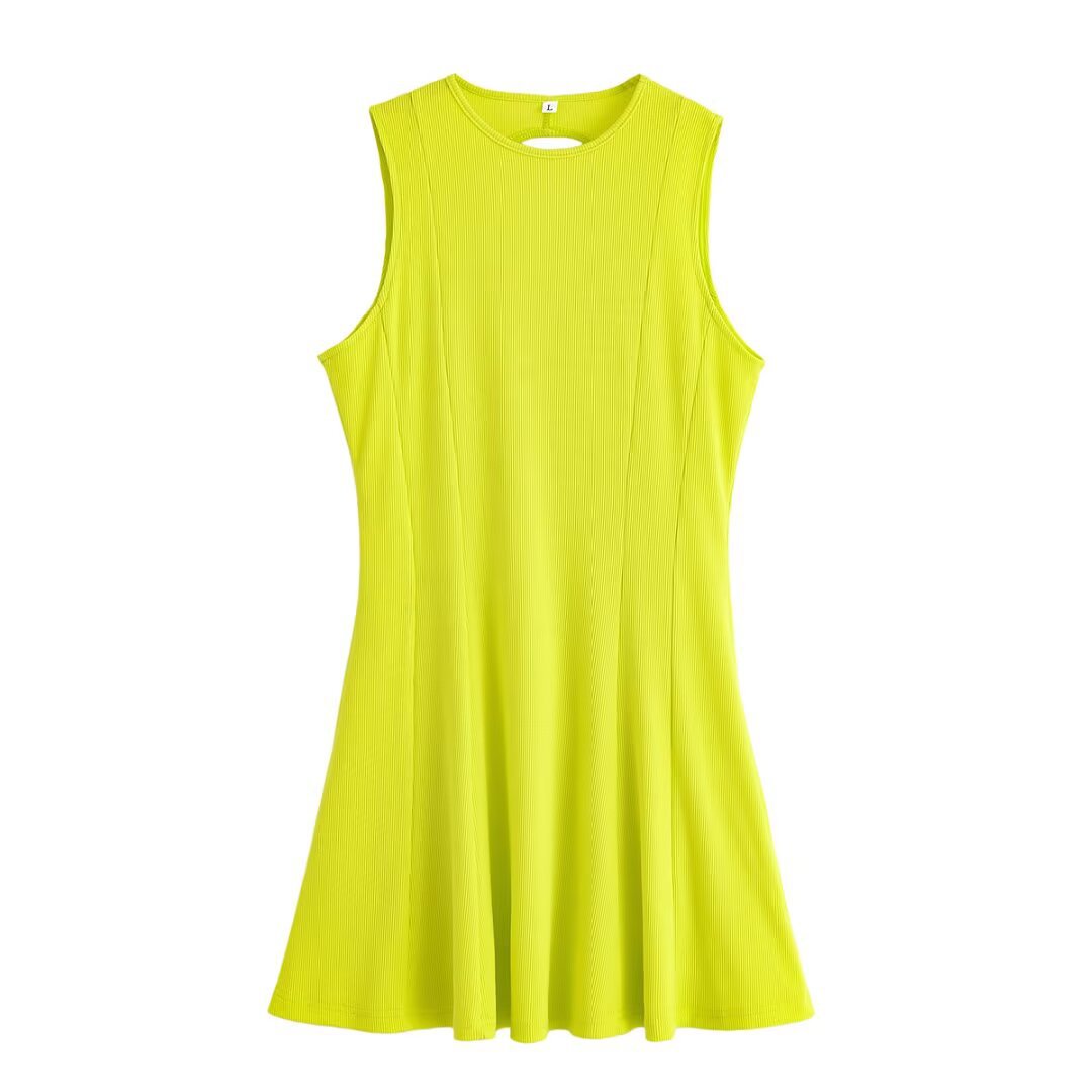 Women's Clothing Backless Round Neck Knitted Short Dress
