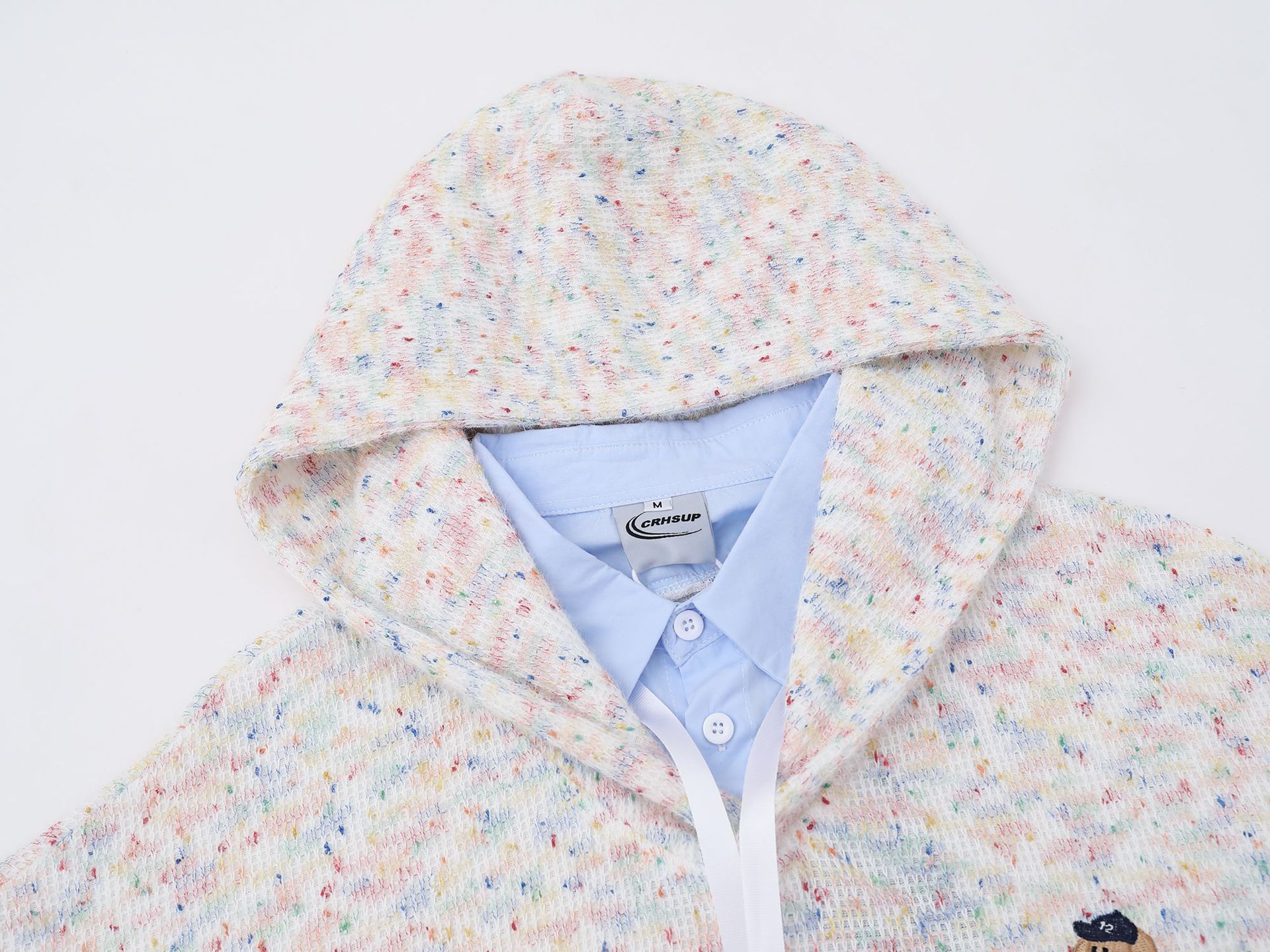 Retro Faux Layered Oversized Puppy Motif Hoodie