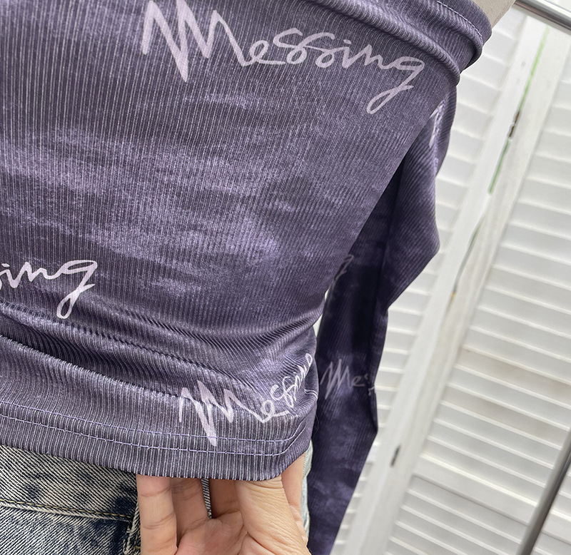 Polyester Smudge Print Open-Front Full-Sleeve Cropped Tee