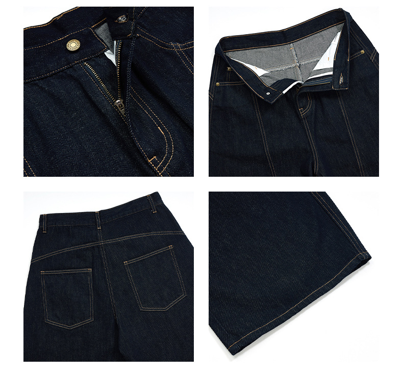 Women's Clean Fit Denim Color Seven-Quarter Pants High Street Jeans