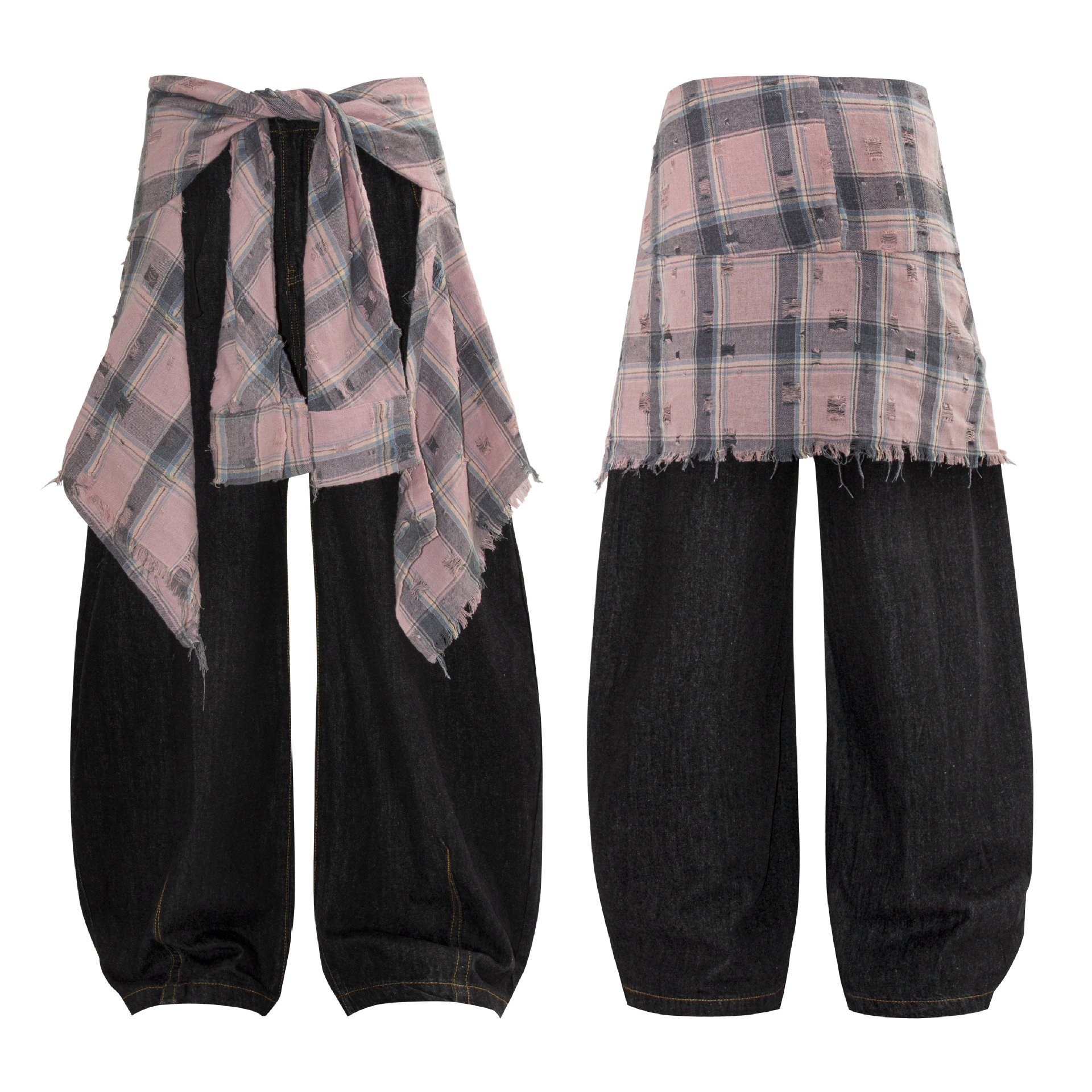 Street Retro Raw Denim Deconstructed Design Men's Loose Wide-Leg Jeans