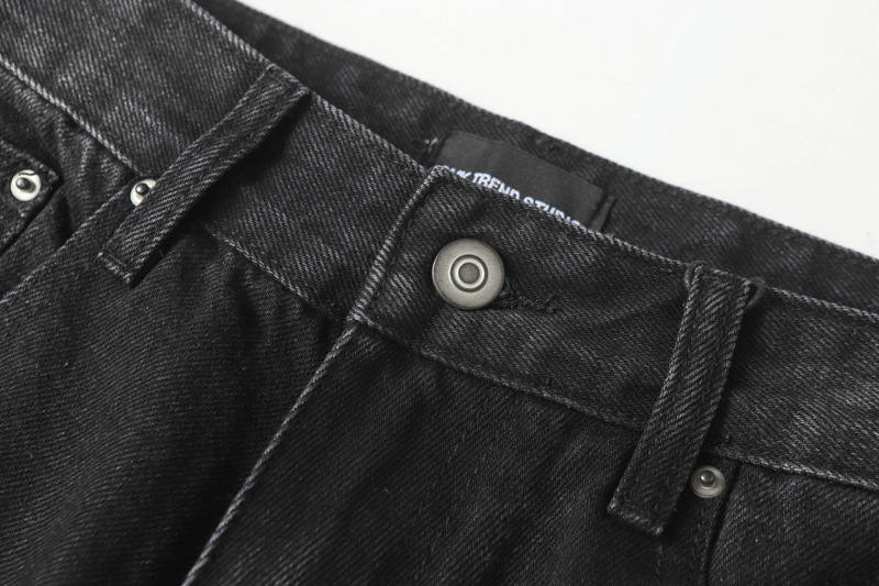 Street Casual Versatile Retro Pleated Washed Distressed Oversized Denim Pants Clean Fit Unisex Wide Leg Tapered Jeans