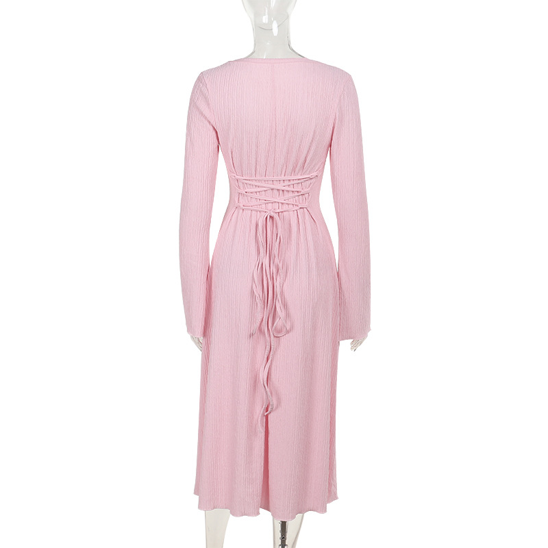 Angular Neck High Waist Full Sleeve Bodycon Skirt
