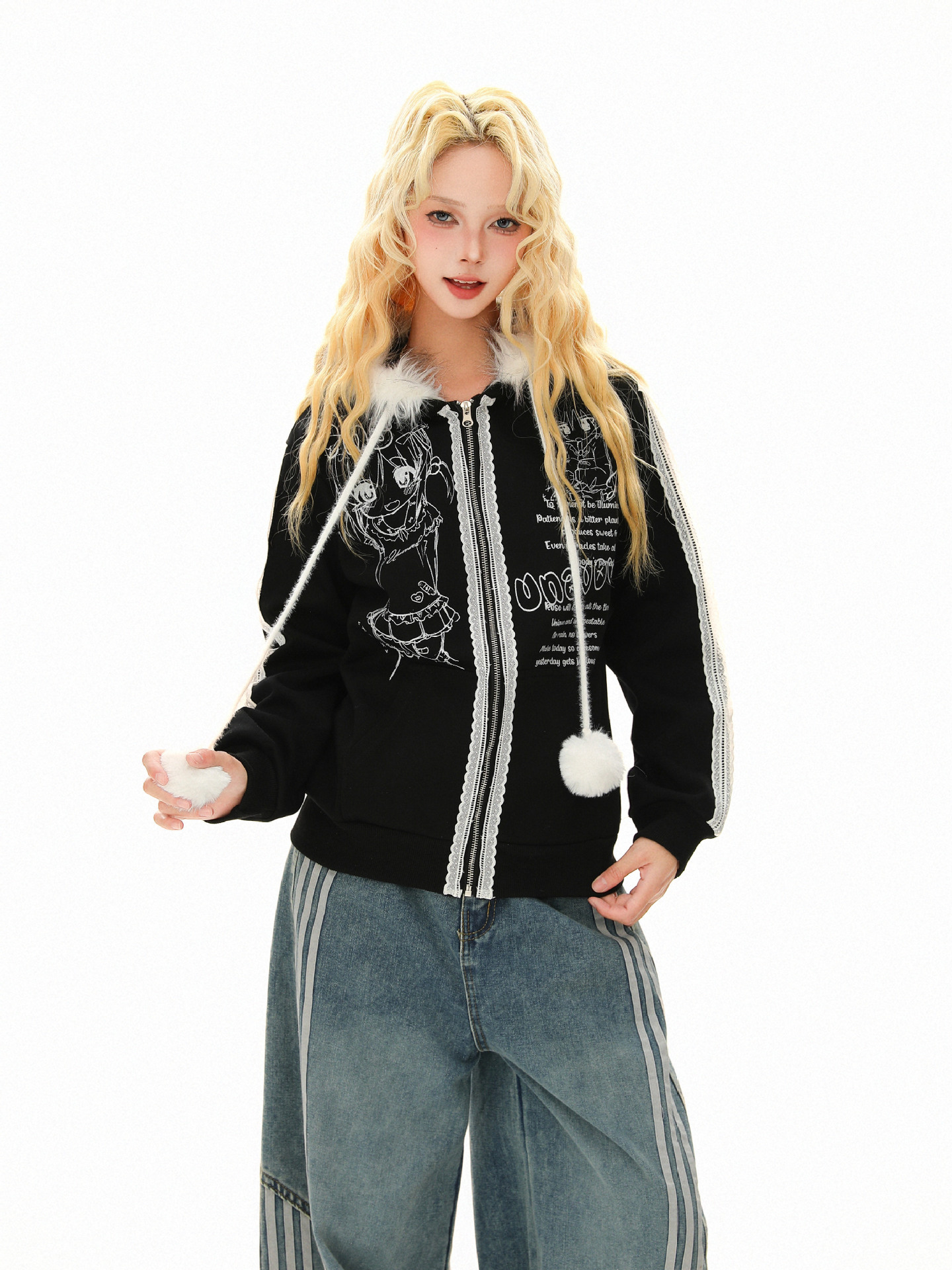 American Vintage Graphic Oversized Long Sleeve Hoodie