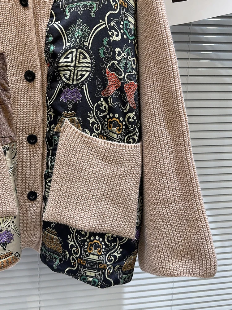 Retro Mesh Patchwork Front Closure Cardigan