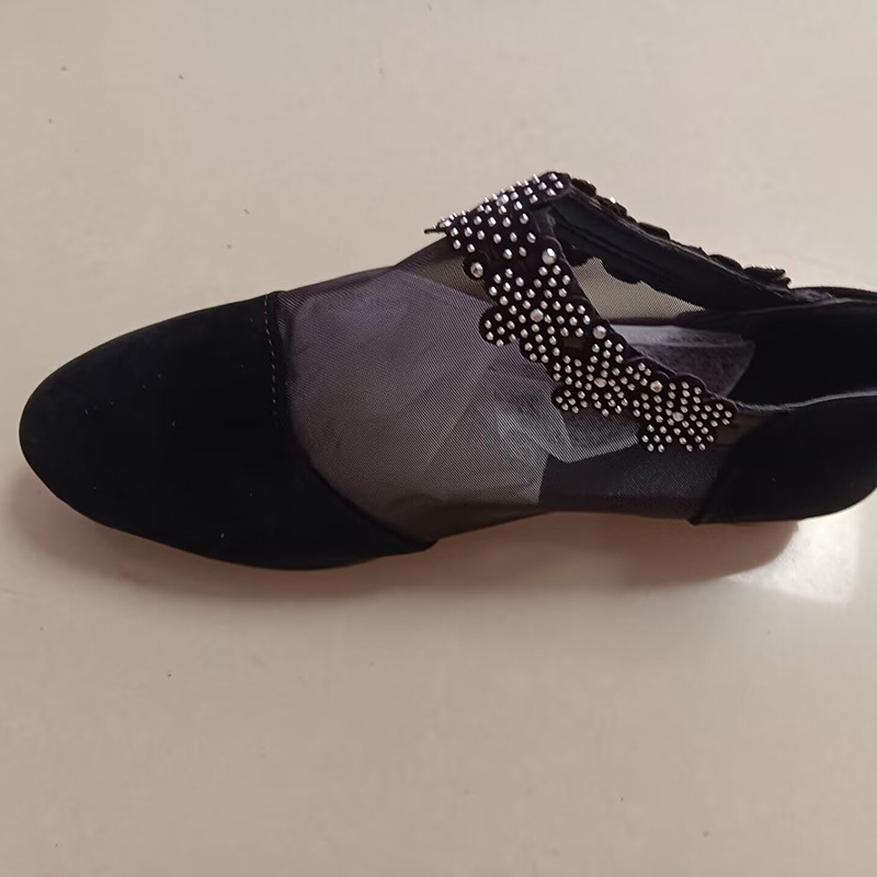 Sandals women's mesh mother's shoes low heels flat bottomed single toe shoes women's 35-42 large shoes