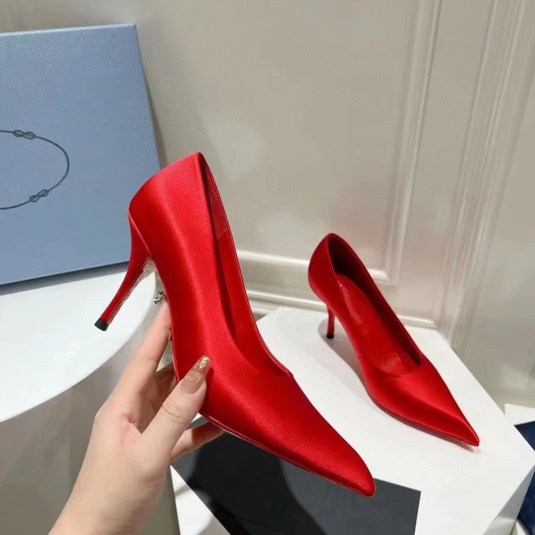 Luxury Brand Women Super High Heel Shoes Elegant Pointy Toe Ladies Satin Basic Shoes Summer Party Banquet Dress Shoes Women