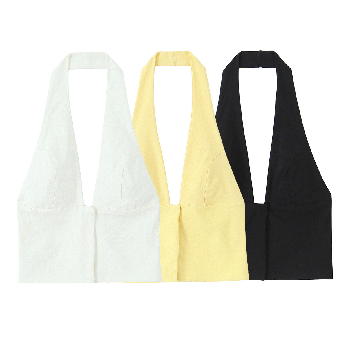 Plain Halter Open Back Sleeveless Tee
