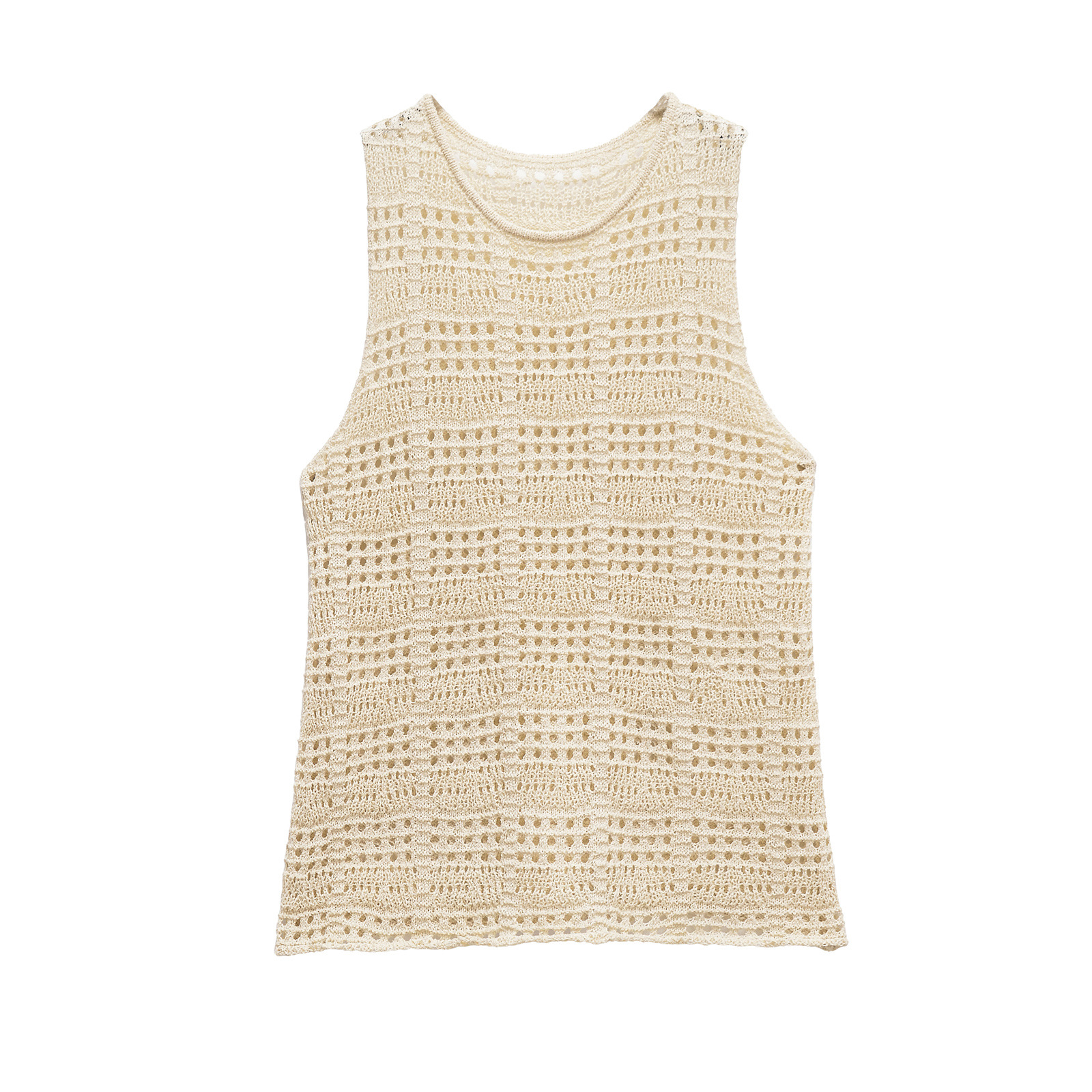 Ladies Relaxed Solid Crew Cutout Waistcoat