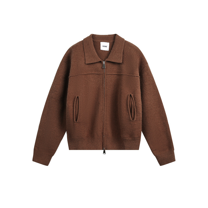 Japanese Workwear Plain Oversized Cardigan Notched Collar