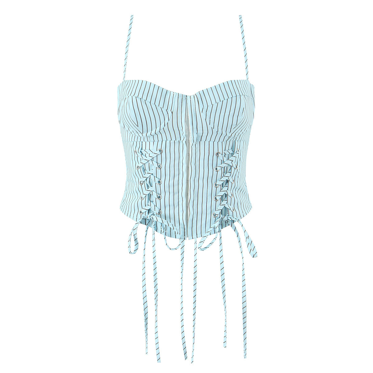 Blue striped chest wrapped small camisole vest