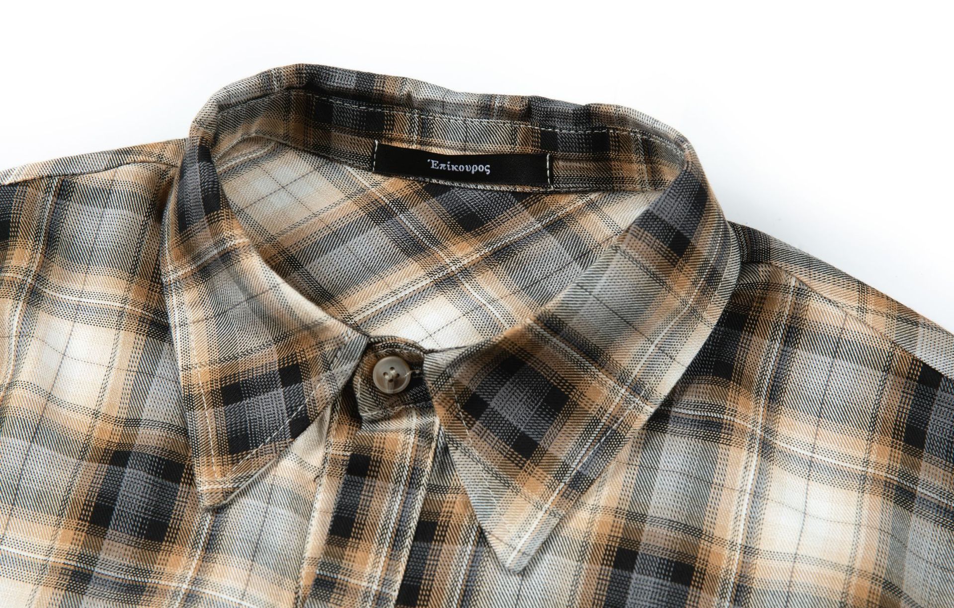 Relaxed Paneled Tartan Cargo Emblem Shirt