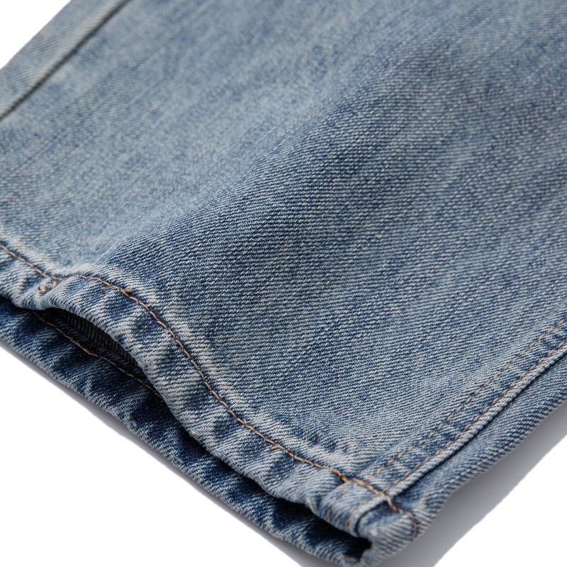 Patchwork Ripped Washed Denim Pants Men Casual All-Match Vintage Look