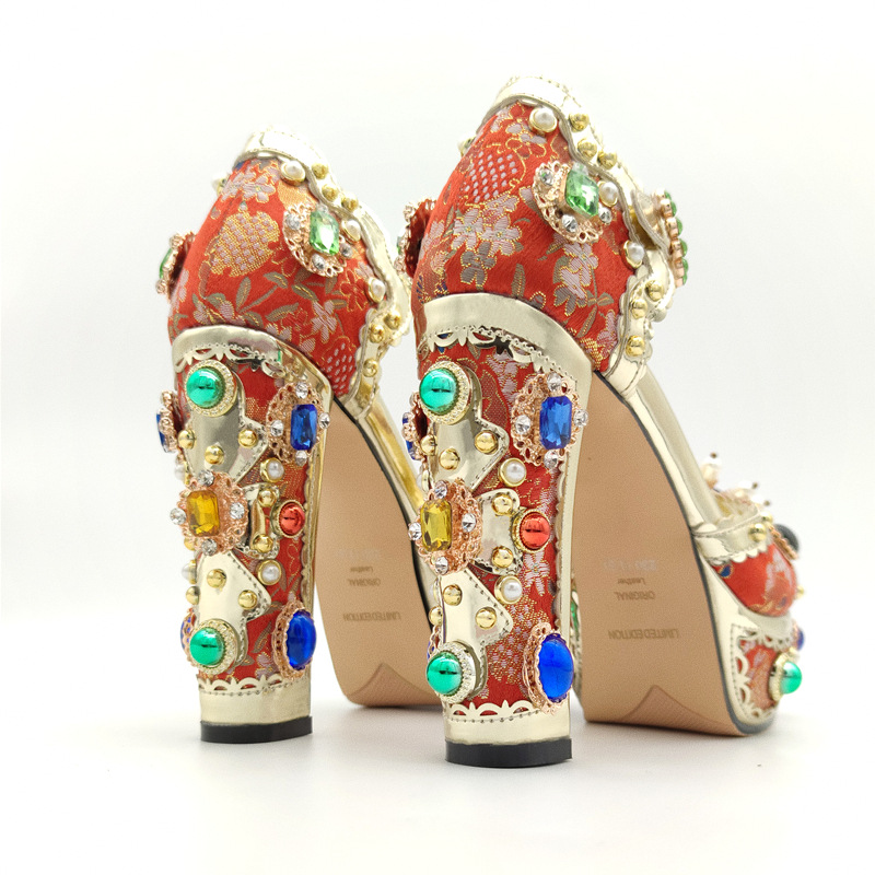 Plus Size Heel Water Block Heel Baroque Fish Mouth Women's Sandals