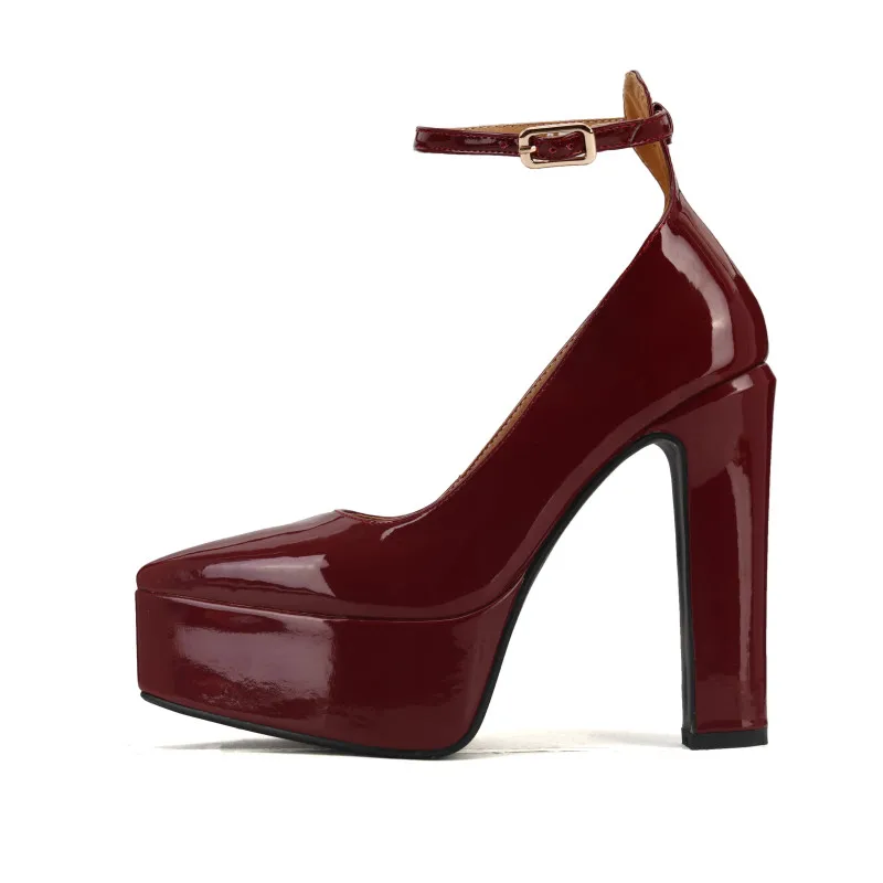 Ladies Shiny Stiletto Raised Sole Evening Shoes