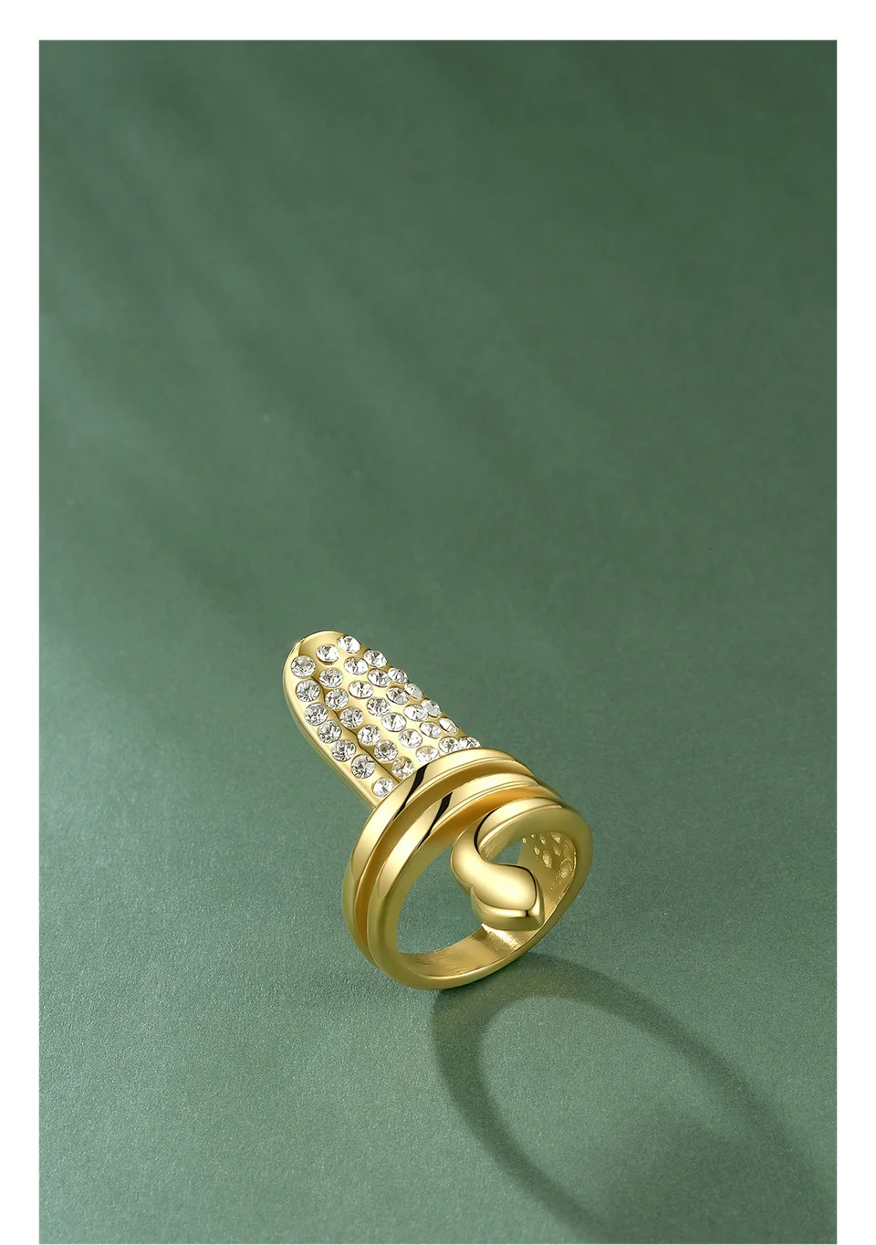 Punk Snake Rhinestone Nail Ring Stainless Steel Curve Finger Rings For Women Accessories Fashion Jewelry Gifts