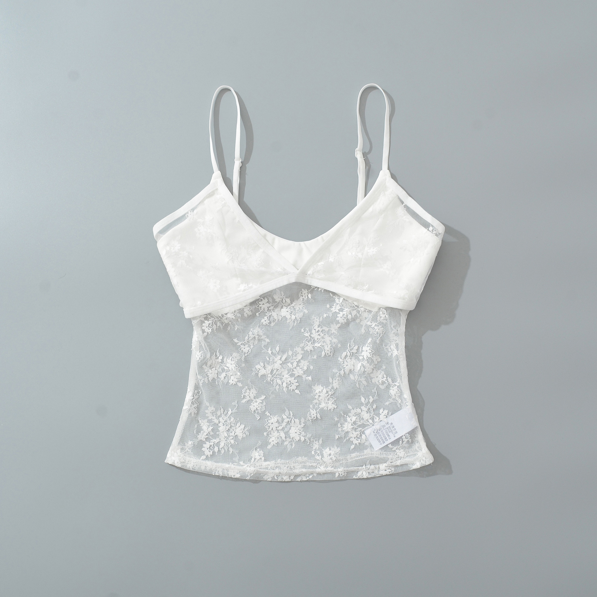 Slim Fit U-Neck Solid Lace Hollow Out Crop Tank Top