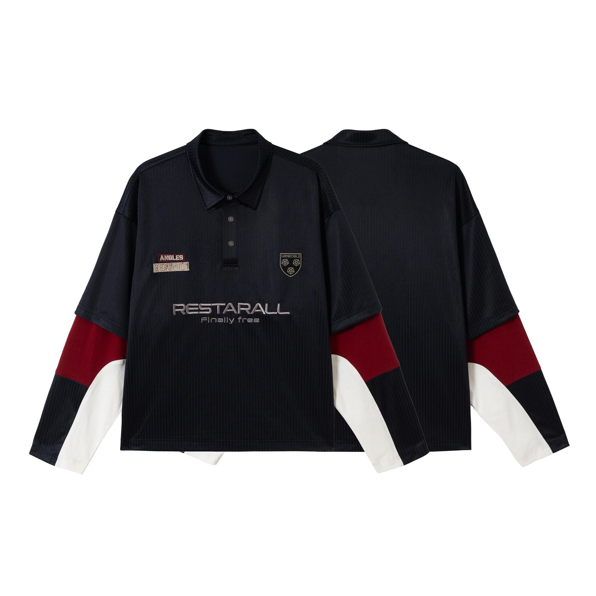 Long-Sleeve Dual-Layer Pieced Button-Front Embellished Hoodie