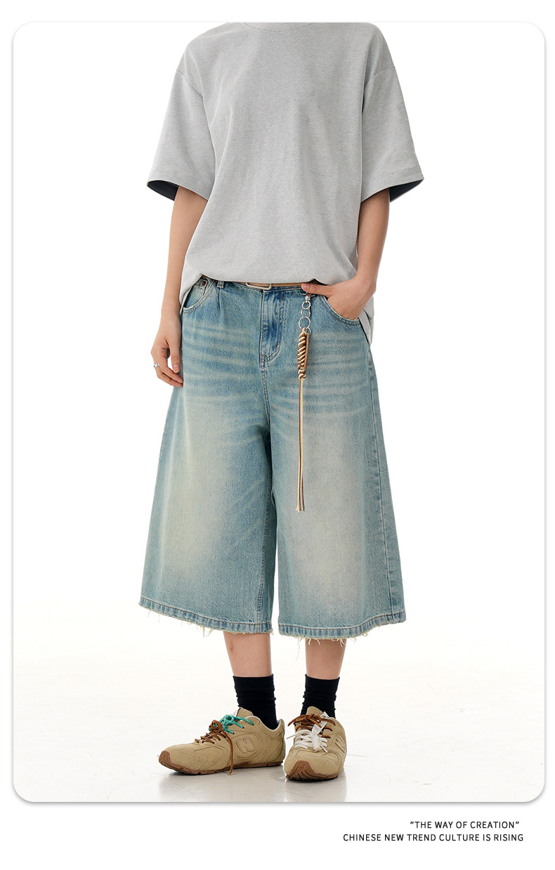 Denim Pants for Men and Women Water-Washed Three-Dimensional Cutting