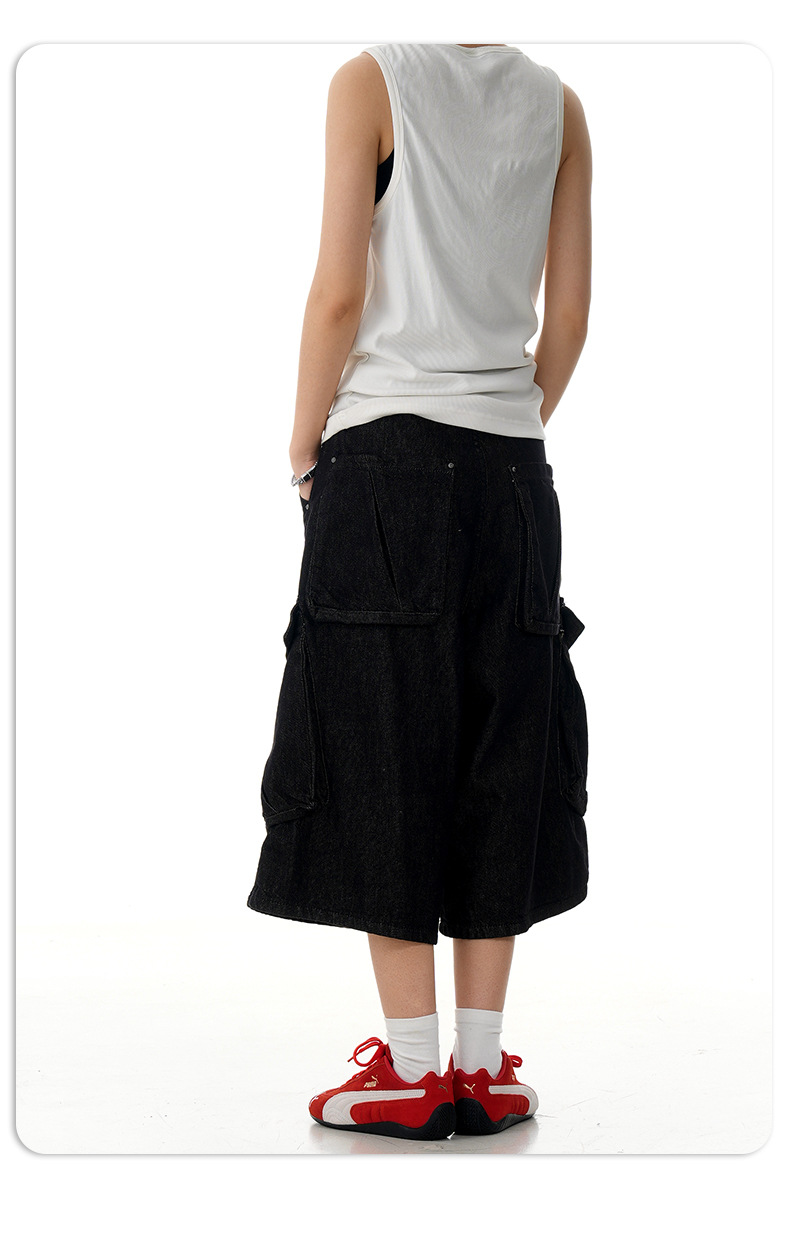 Denim Pants for Men and Women Straight Fit Casual with Multiple Pockets Loose Fit