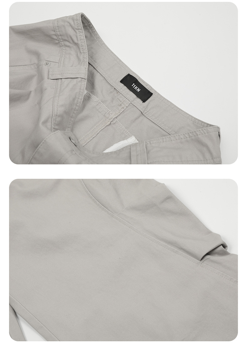 Work Pants Men Simple Cuff Zipper Design Loose Wide Leg Slim Fit Versatile Long Trousers Trendy