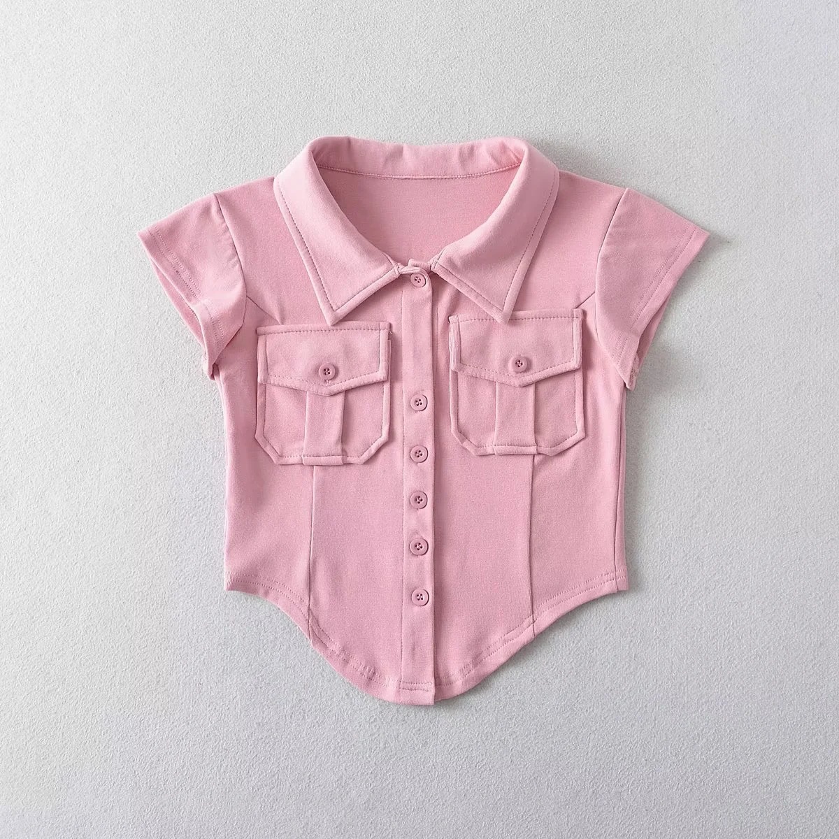 Ladies Half Sleeve Notch Collar Cardigan Tee