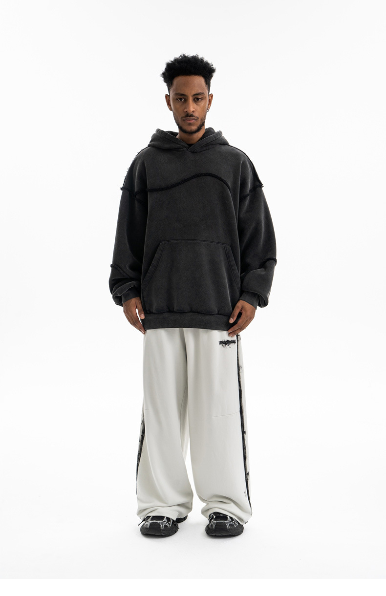 Cotton Paneled Exposed Seam Hoodie