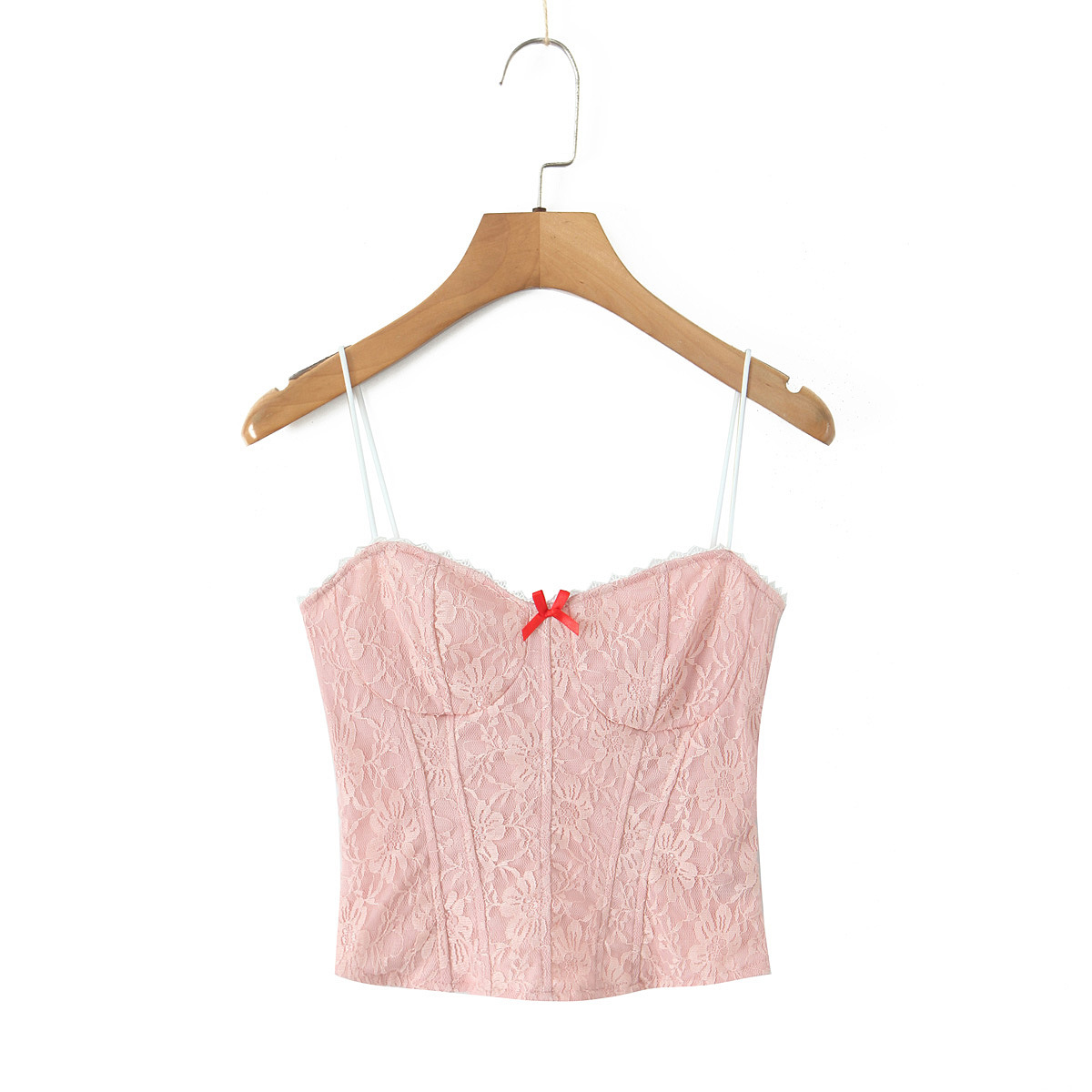 Lace bow strapless vest for women