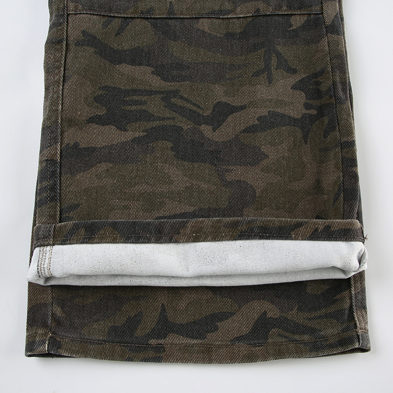 Make old camouflage workwear jeans