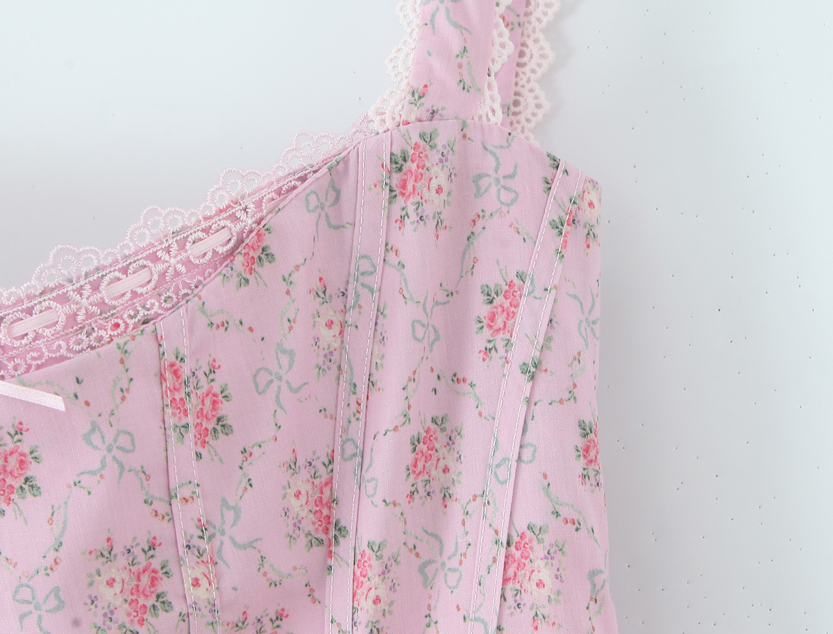 Lace patchwork back strap camisole dress