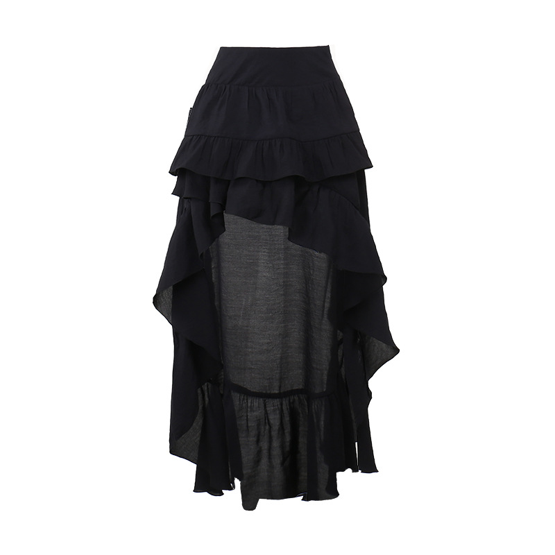 Sultry Deep Retro Draped Solid Polyester Skirt