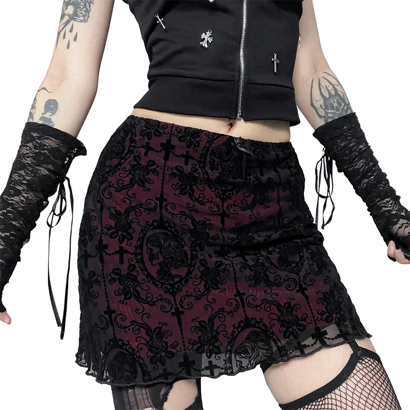Private Celebrity Fitted Layered Above-Knee Polyester Print Skirt