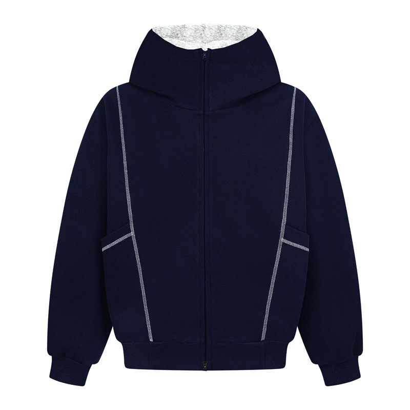 Street Relaxed Fit Zip-Up Letter Print Hoodie