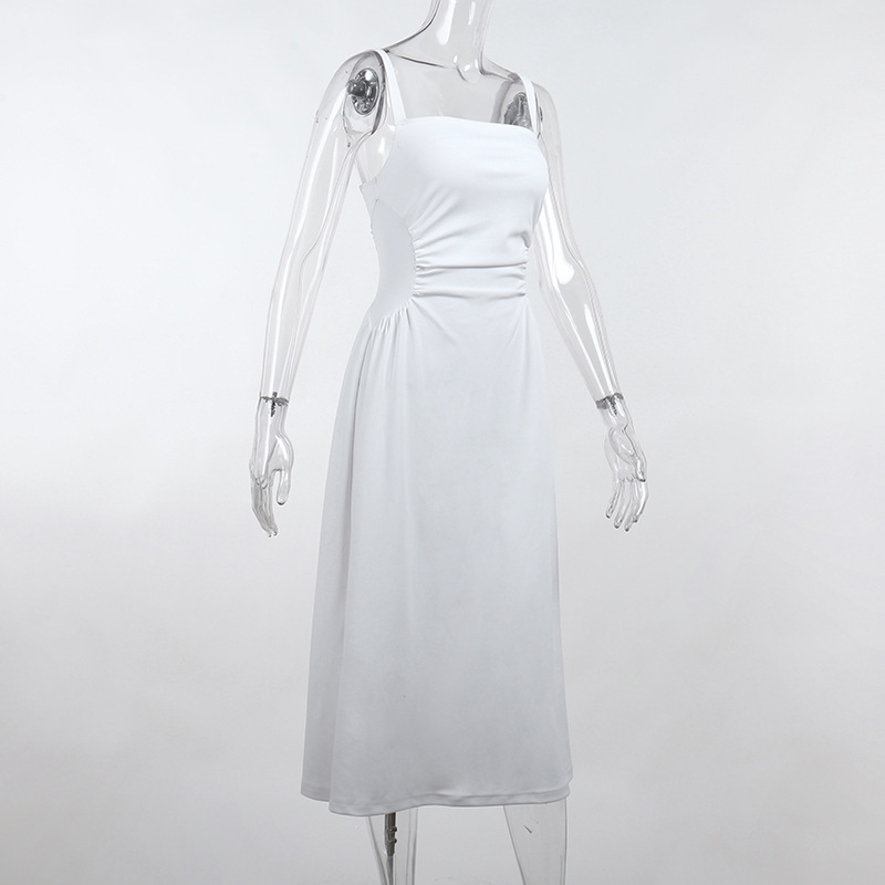 One-Shoulder Sleeveless Polyester Midi Dress